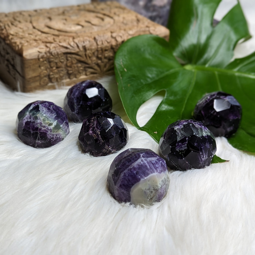 Dazzling, Gemmy and Royal Deep Purple Flourite ~Faceted Sphere Carving - Earth Family Crystals