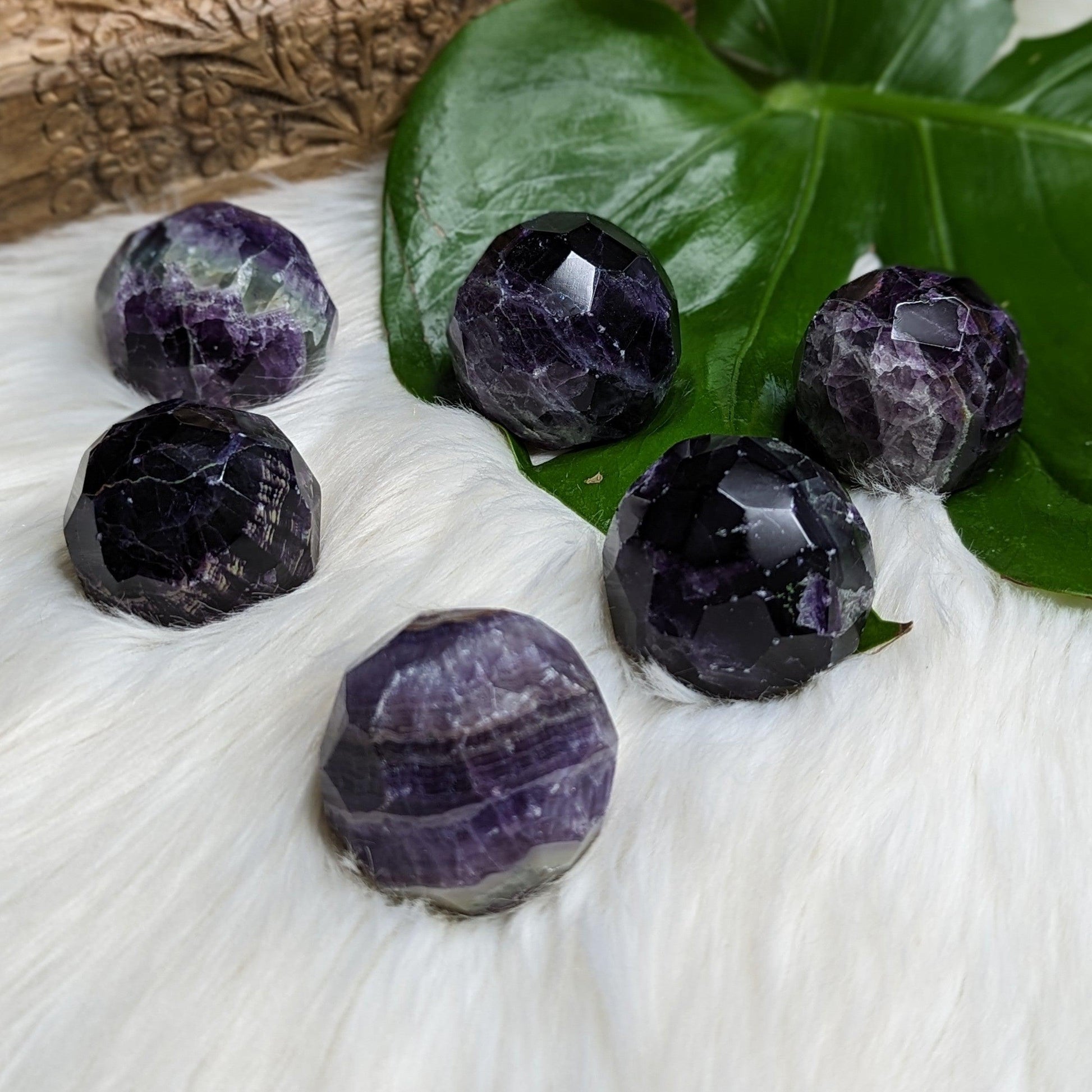 Dazzling, Gemmy and Royal Deep Purple Flourite ~Faceted Sphere Carving - Earth Family Crystals