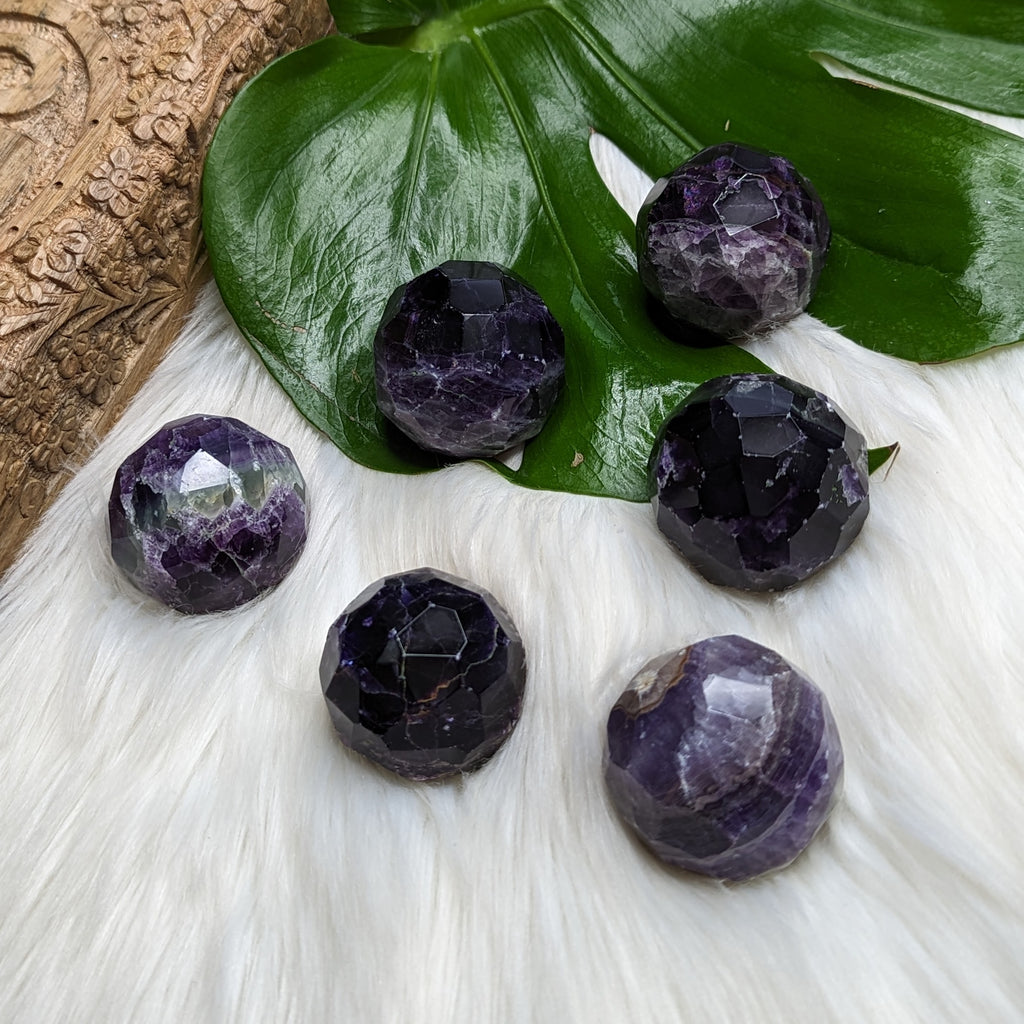 Dazzling, Gemmy and Royal Deep Purple Flourite ~Faceted Sphere Carving - Earth Family Crystals