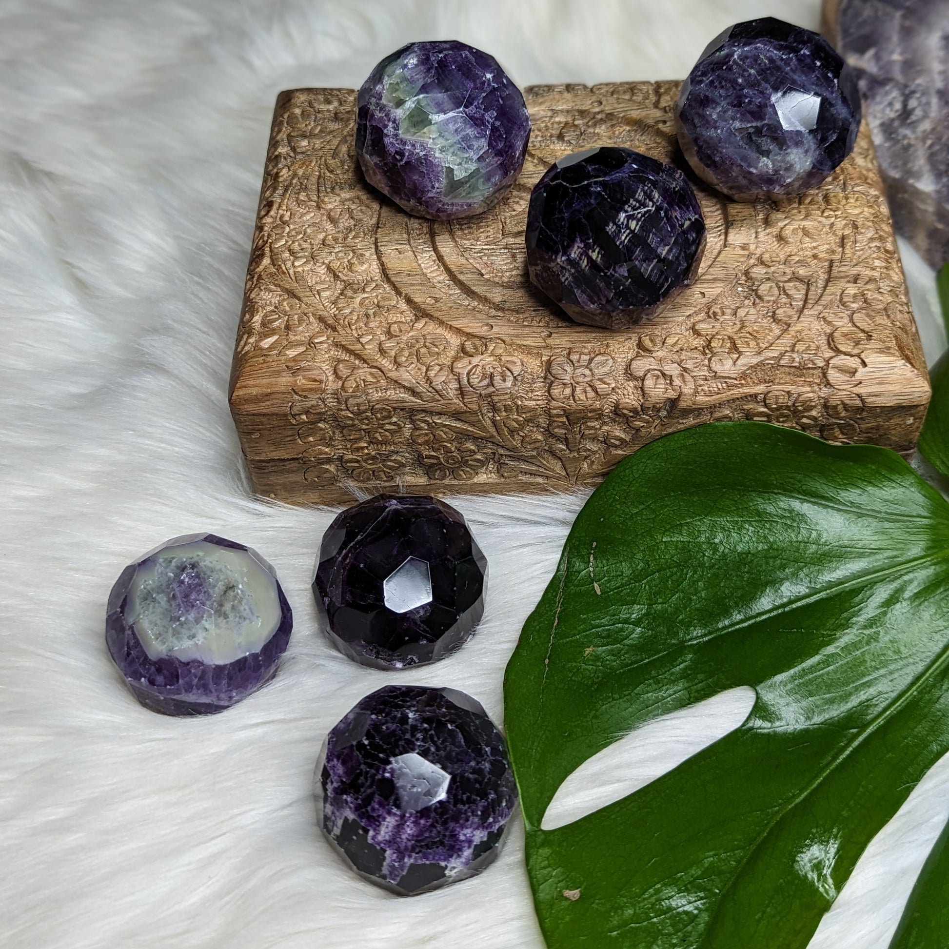 Dazzling, Gemmy and Royal Deep Purple Flourite ~Faceted Sphere Carving - Earth Family Crystals