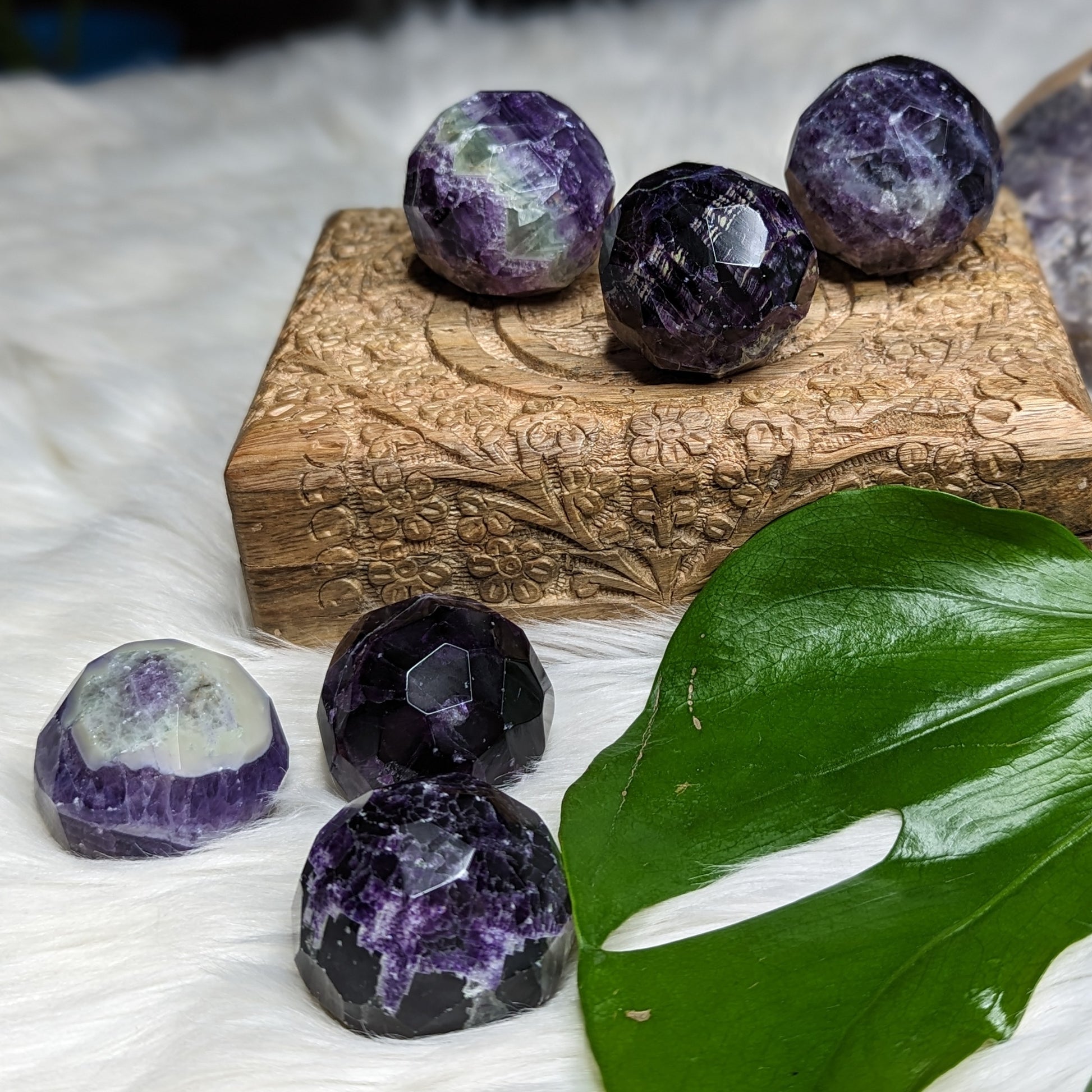Dazzling, Gemmy and Royal Deep Purple Flourite ~Faceted Sphere Carving - Earth Family Crystals