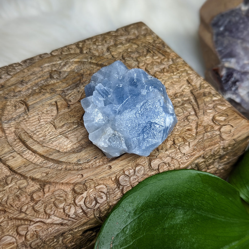 Small and Chunky Deep Blue Raw Calcite *FREE-FORM SPECIMEN FROM MEXICO - Earth Family Crystals