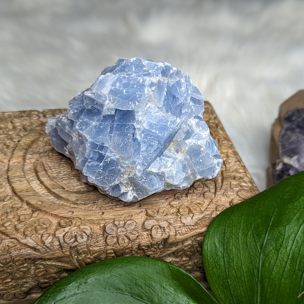 Chunky Deep Blue Raw Calcite Large Free Form Specimen from Mexico - Earth Family Crystals
