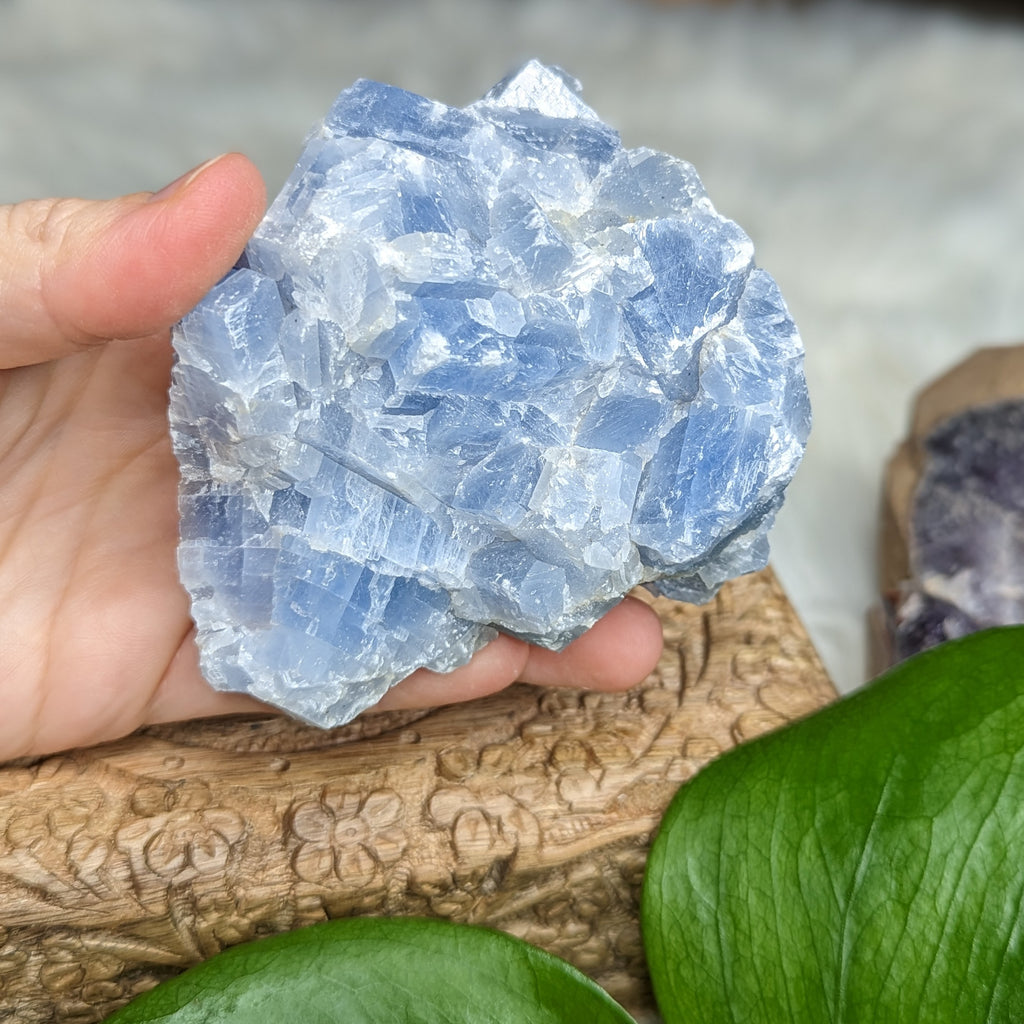 Chunky Deep Blue Raw Calcite Large Free Form Specimen from Mexico - Earth Family Crystals