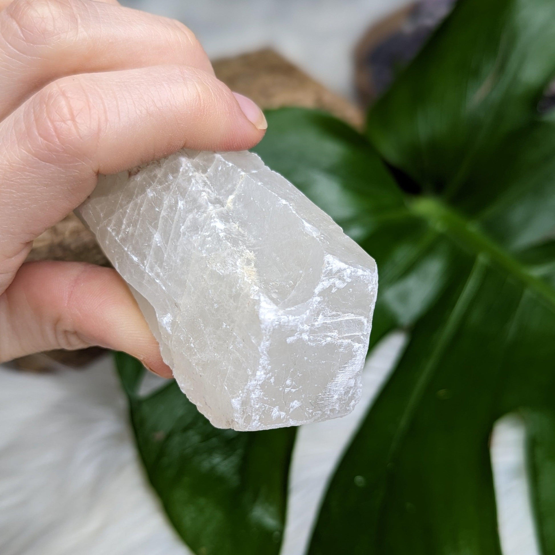 Chunk of Ice White Calcite Specimen from Mexico - Earth Family Crystals