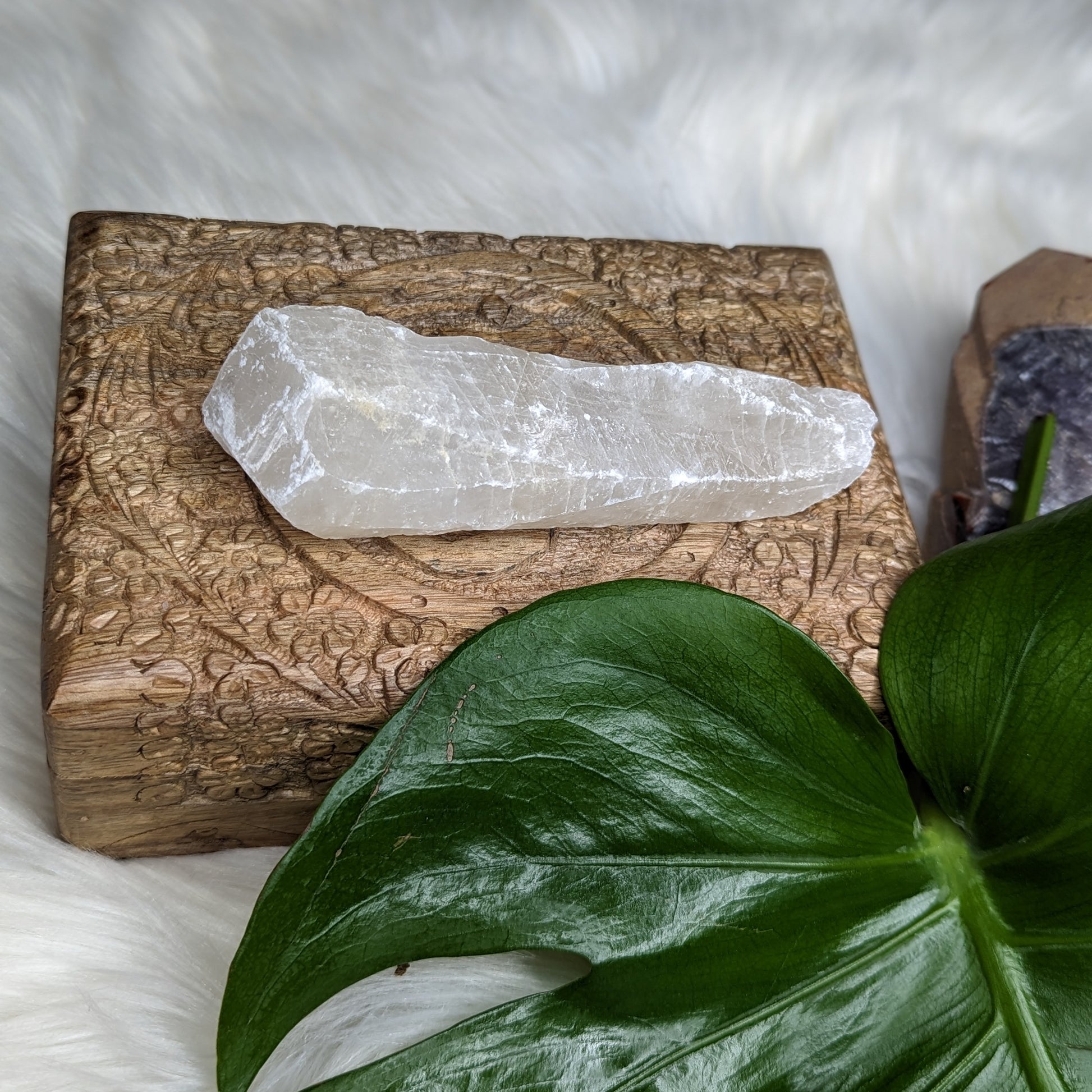 Chunk of Ice White Calcite Specimen from Mexico - Earth Family Crystals
