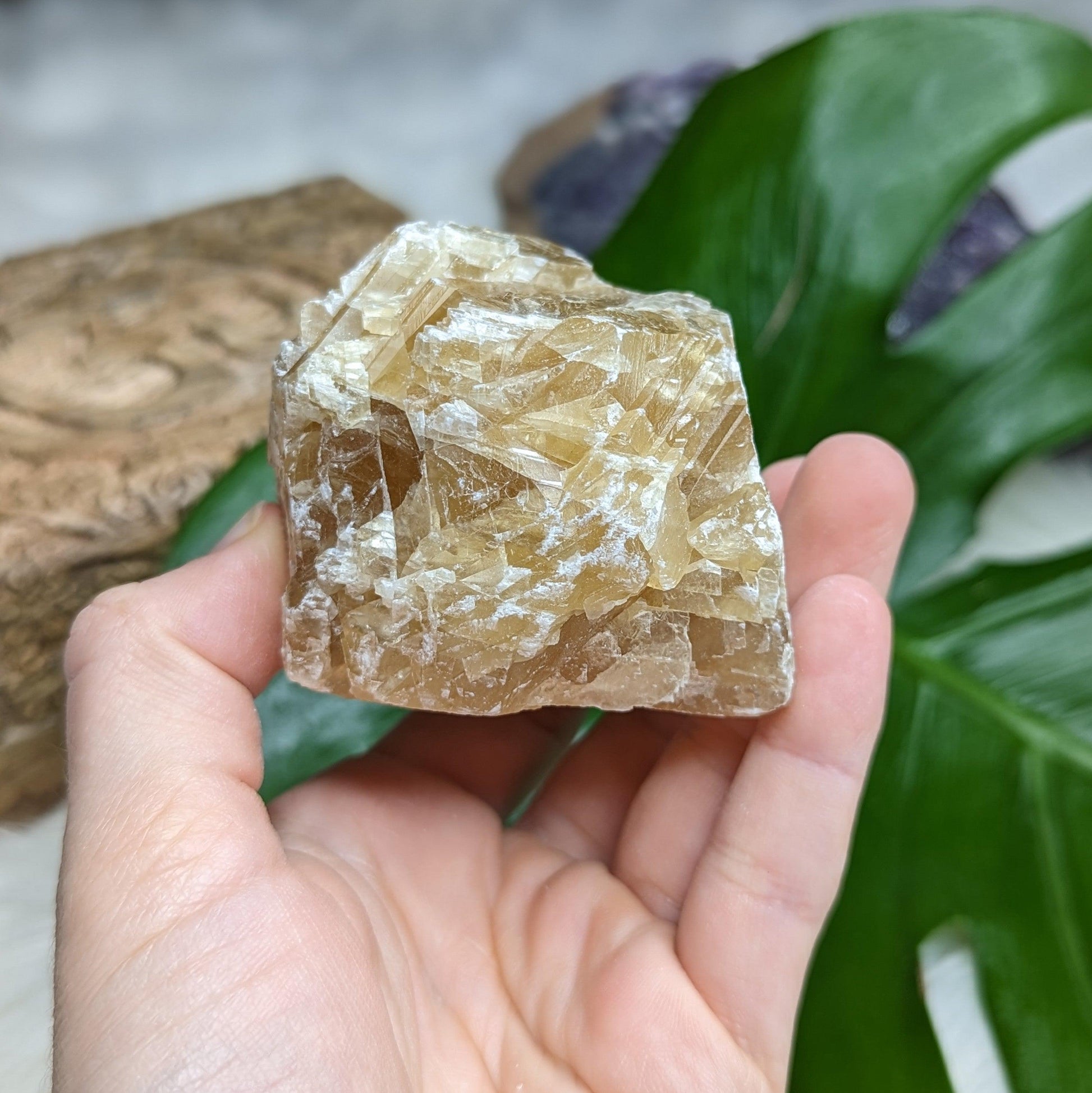 Chunky Honey Calcite Specimen from Mexico - Earth Family Crystals