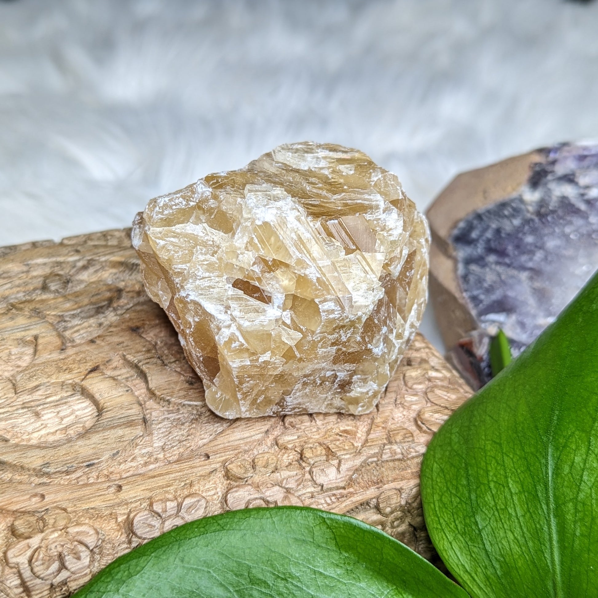 Chunky Honey Calcite Specimen from Mexico - Earth Family Crystals