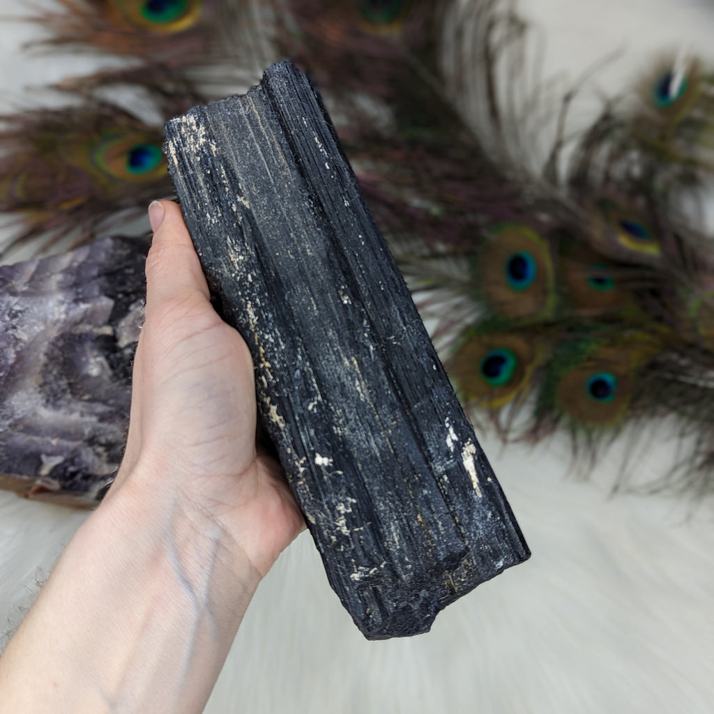 Large Black Tourmaline Rod ~ Statement Piece ~ Protection for Your Home - Earth Family Crystals