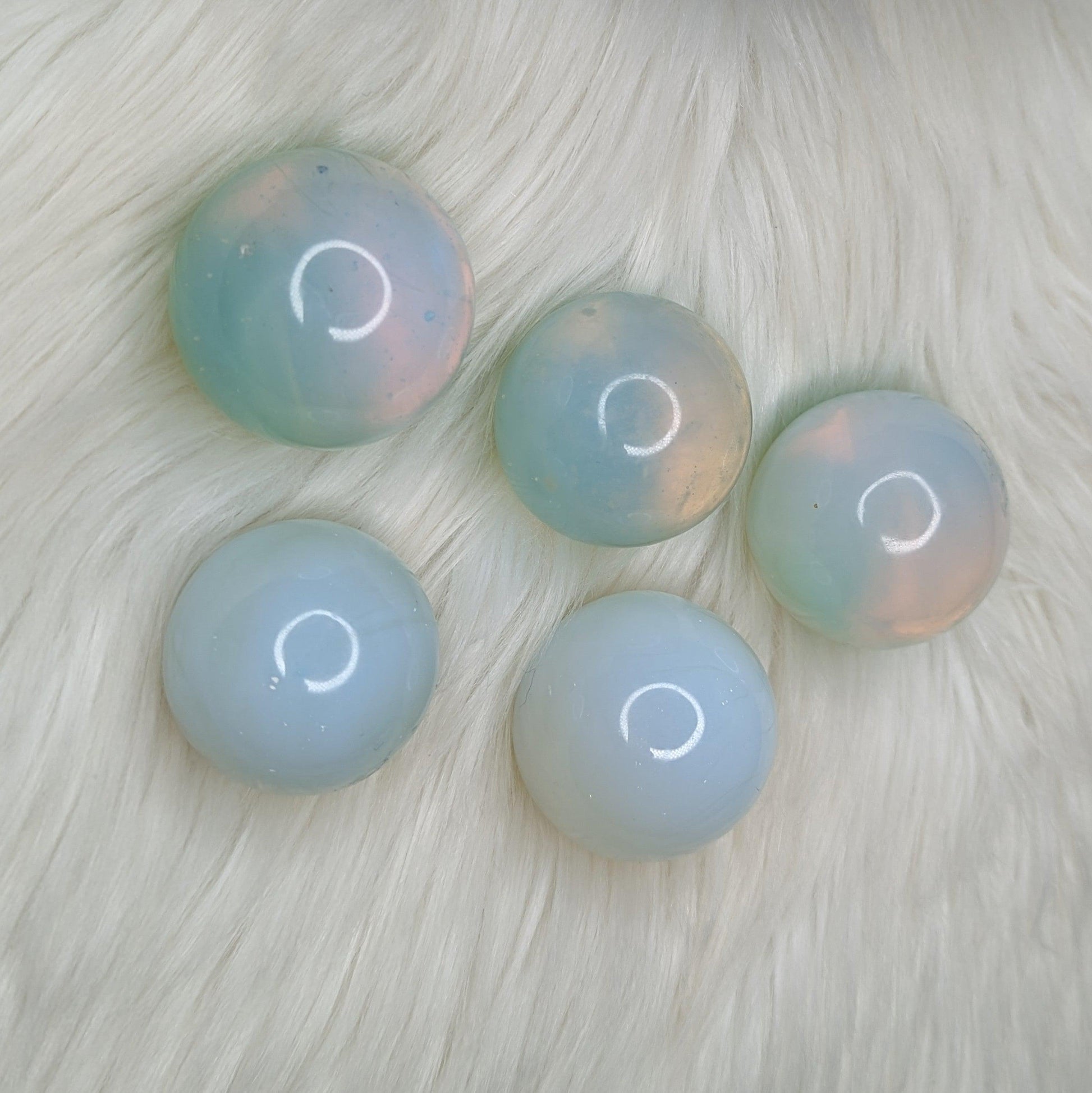 Opalite Glass Sphere Carving - Earth Family Crystals