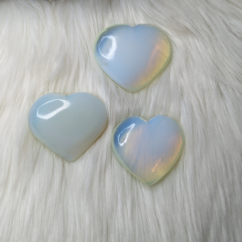 Opalite Glass Heart Carving - Earth Family Crystals