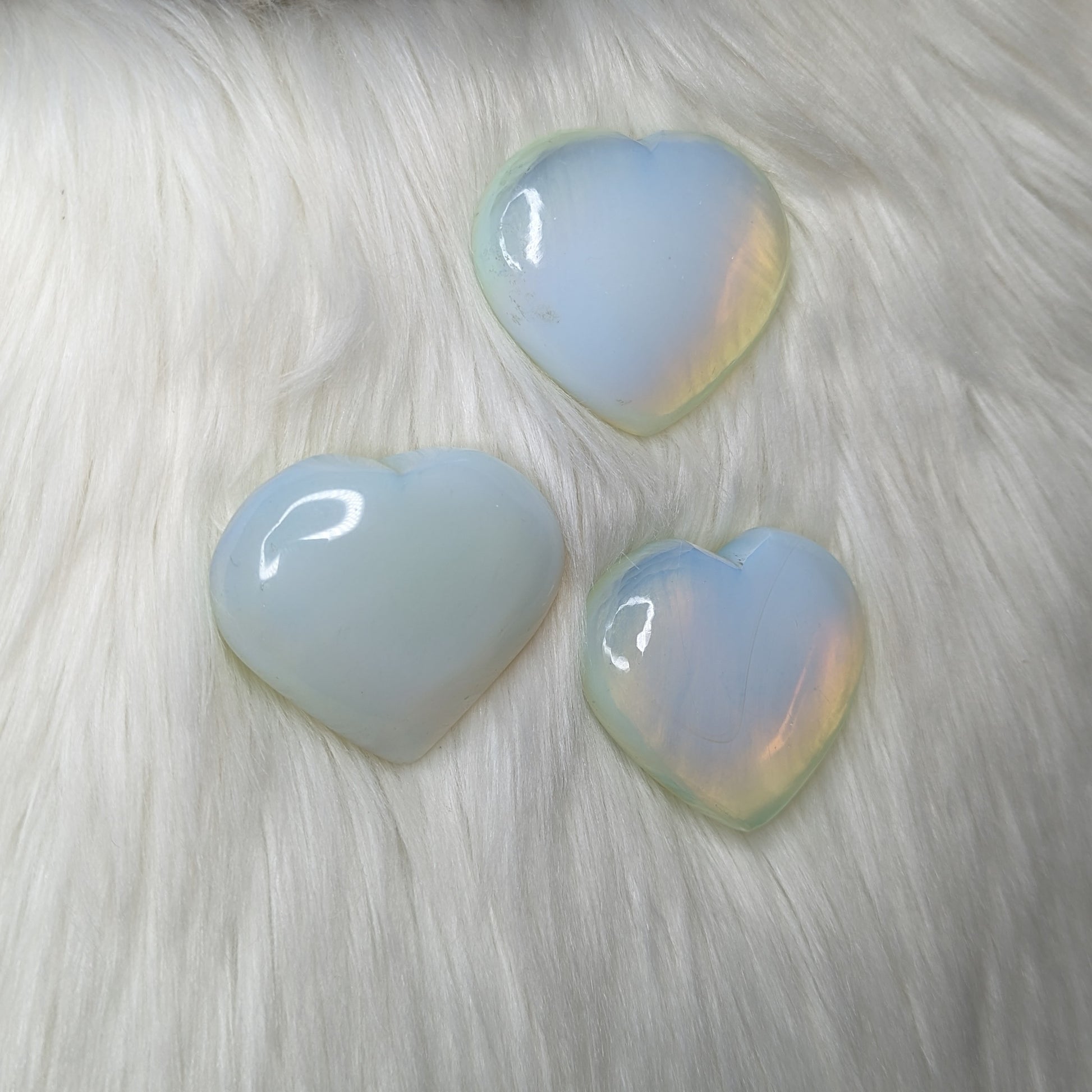 Opalite Glass Heart Carving - Earth Family Crystals