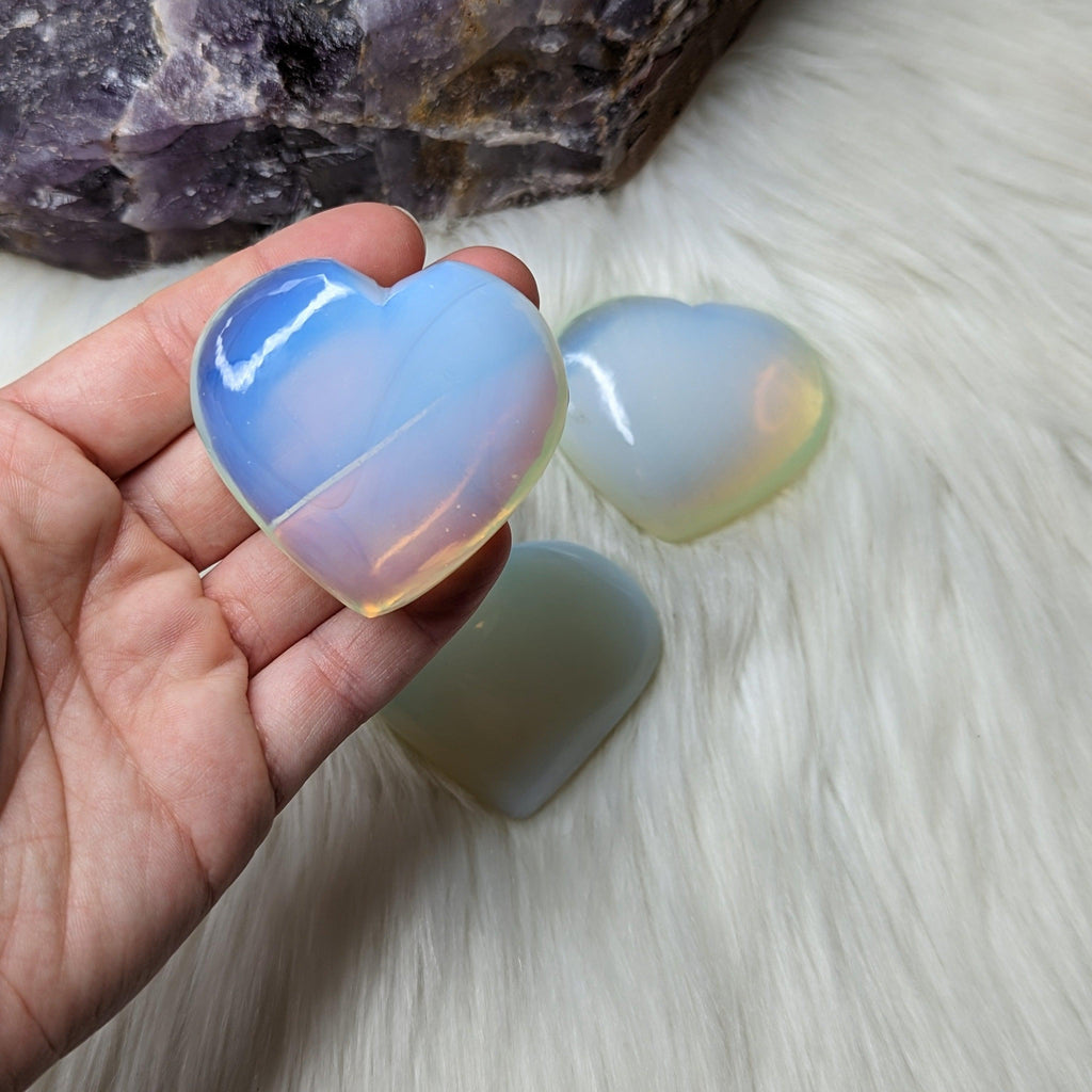 Opalite Glass Heart Carving - Earth Family Crystals