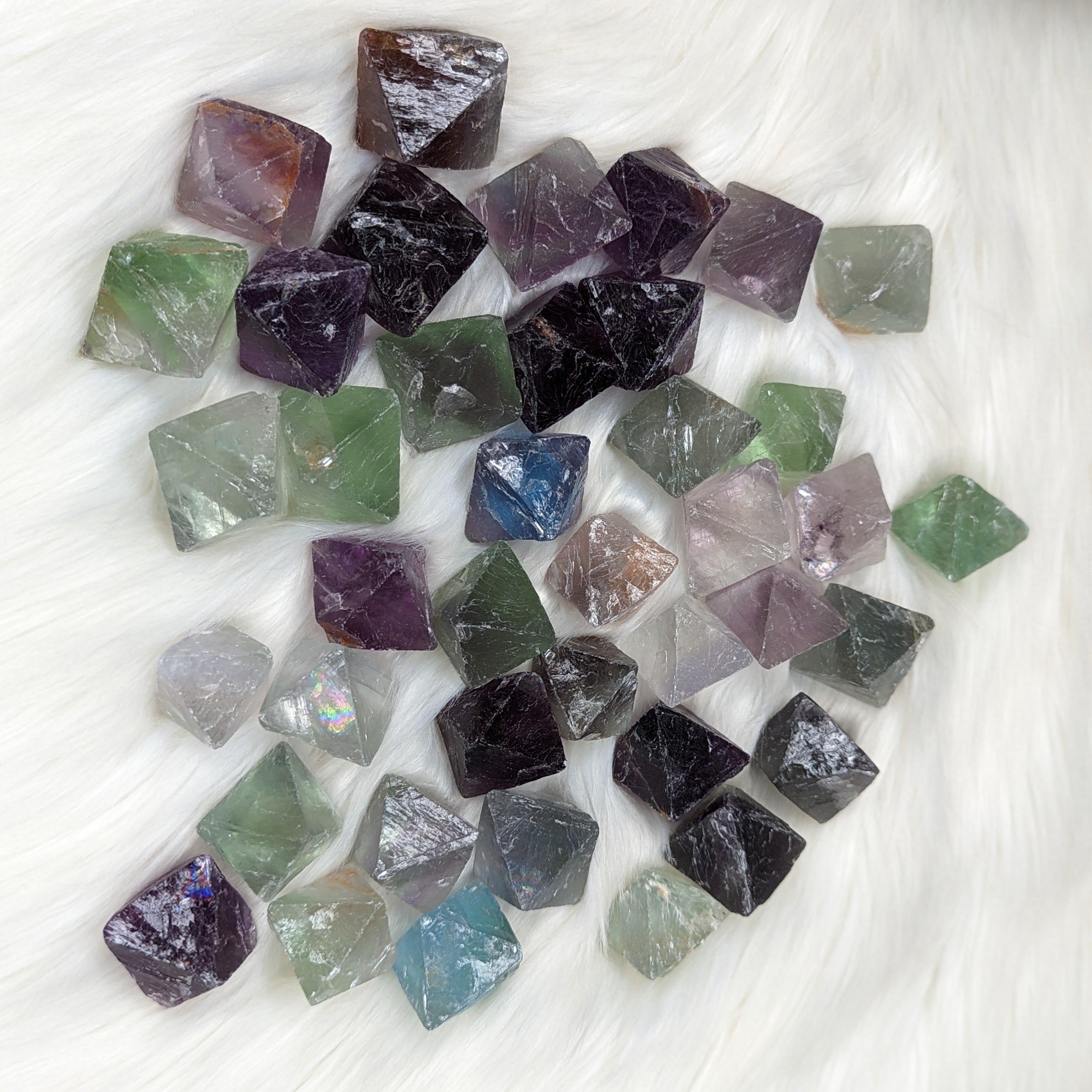 Flourite Octohedrons ~ Set of Five ~ Vibrant and Energetic - Earth Family Crystals