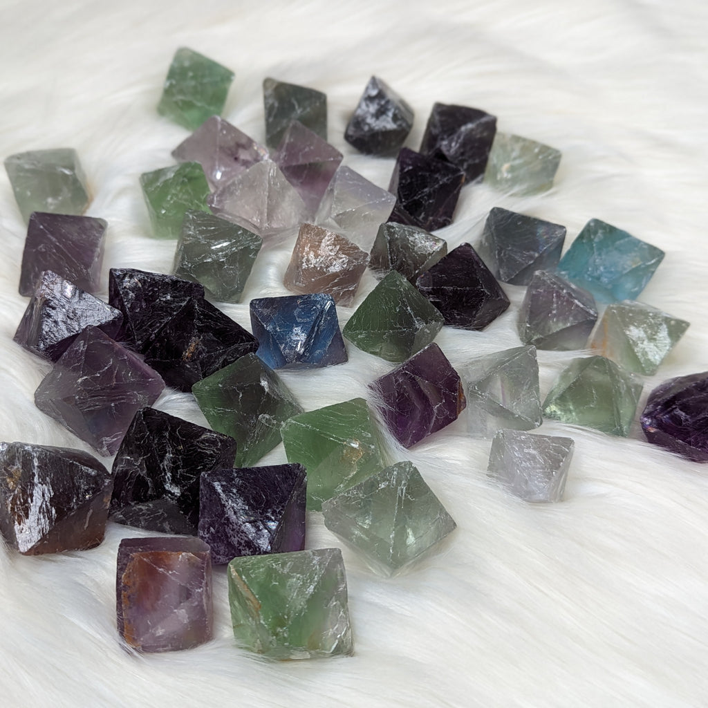 Flourite Octohedrons ~ Set of Five ~ Vibrant and Energetic - Earth Family Crystals