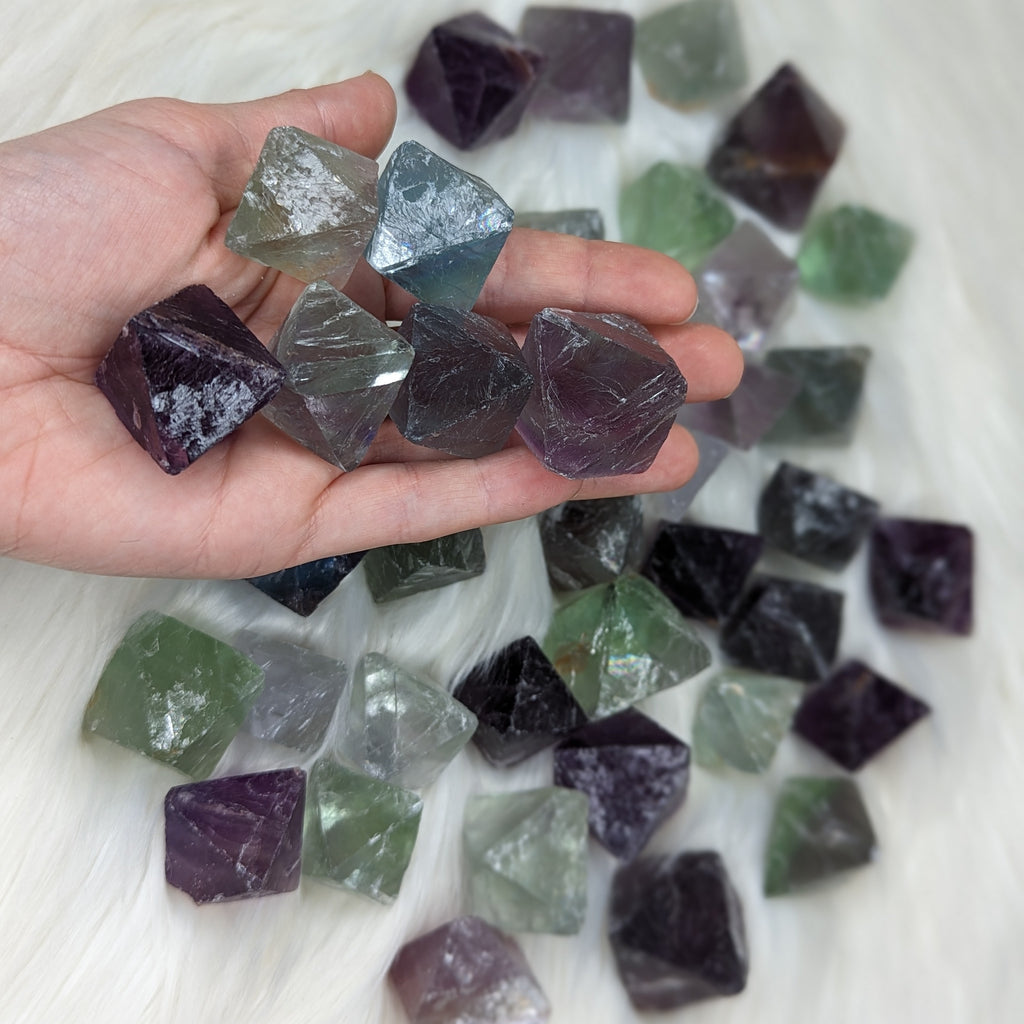 Flourite Octohedrons ~ Set of Five ~ Vibrant and Energetic - Earth Family Crystals
