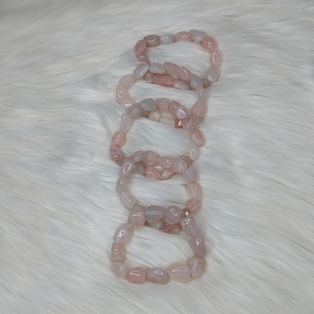 Beautiful Soft Pink Rose Quartz Tumbled Bracelet~ Ultra Strong Stretch Bracelet - Earth Family Crystals