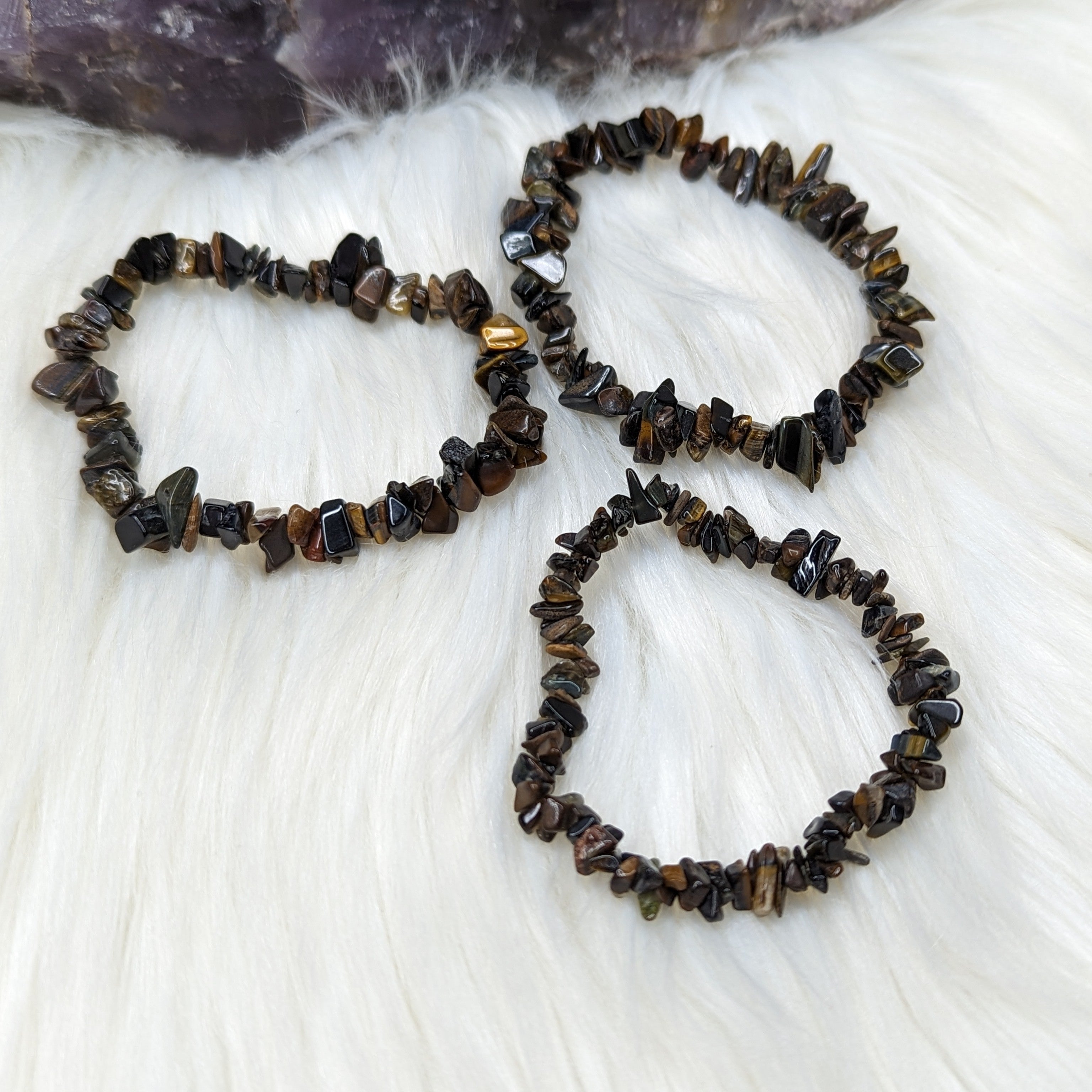 Blue Tiger's Eye Chip Stretch Bracelet ~Gemmy and Supportive~ - Earth Family Crystals