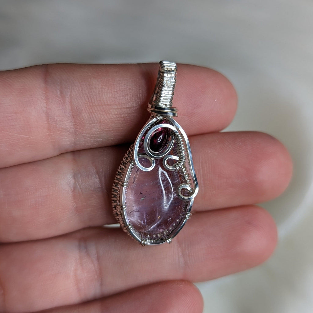 Gorgeous Dainty Wire Wrapped Ametrine and Garnet Pendant - Earth Family Crystals