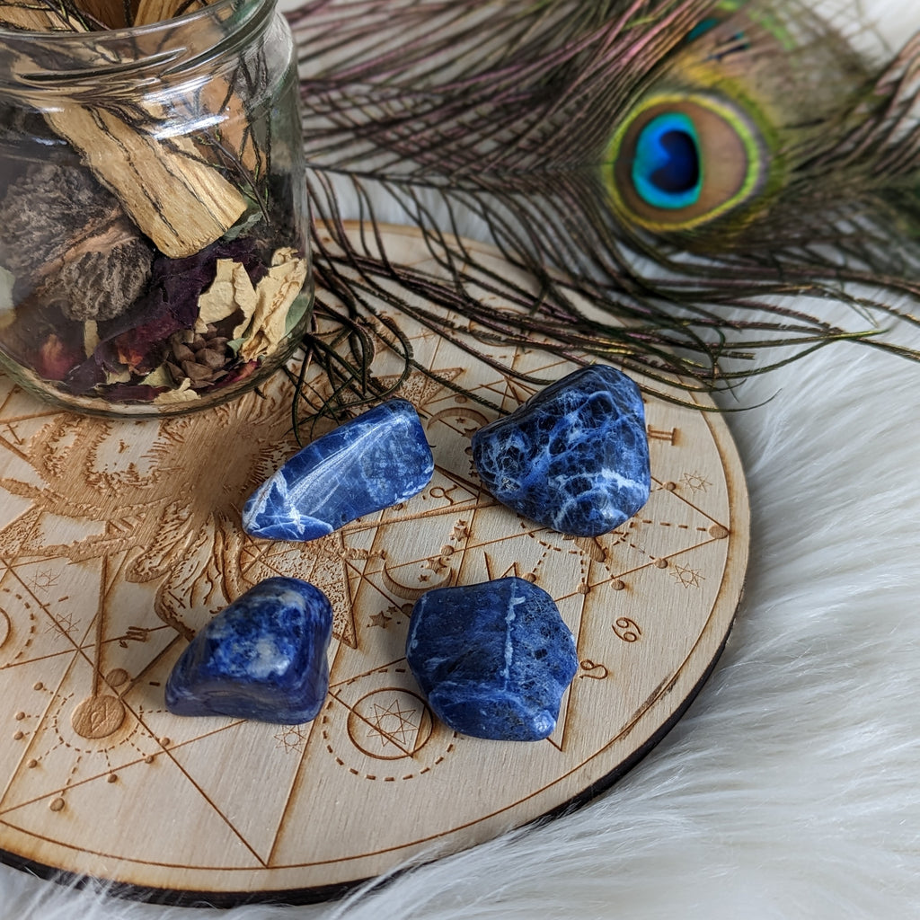Vibrant Grade A Blue Sodalite Tumbled Stones ~ Set of 4 - Earth Family Crystals