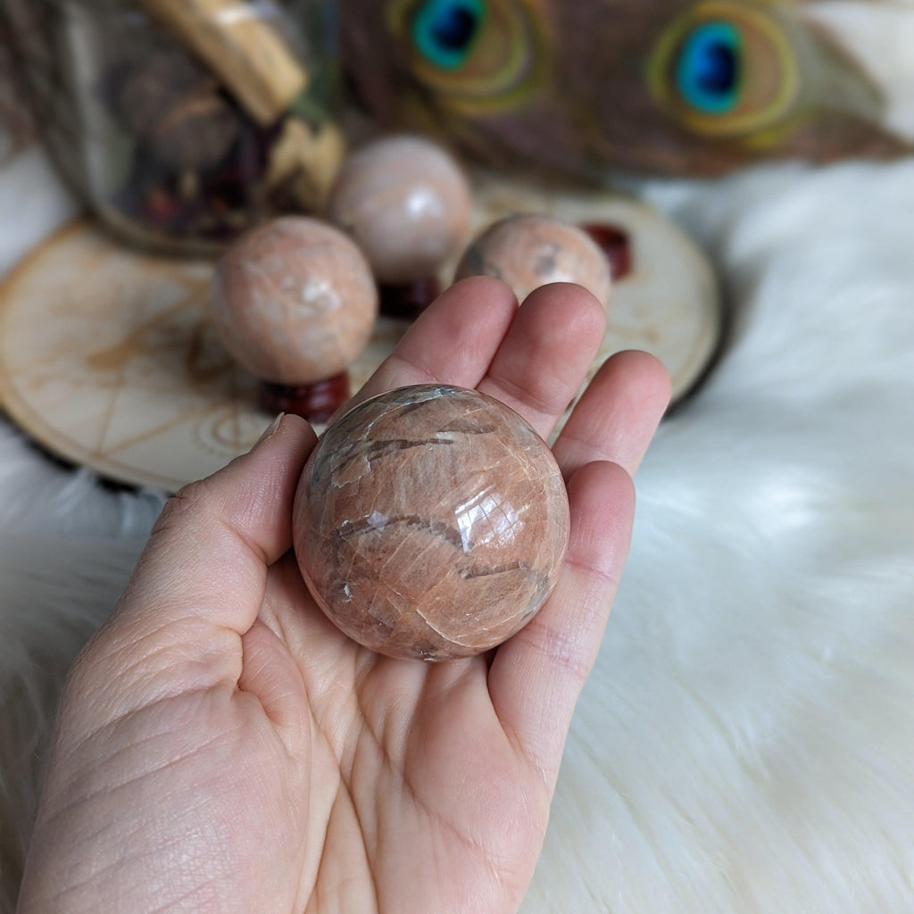 Peach Moonstone Sphere ~ Sacral Chakra Frequency - Earth Family Crystals