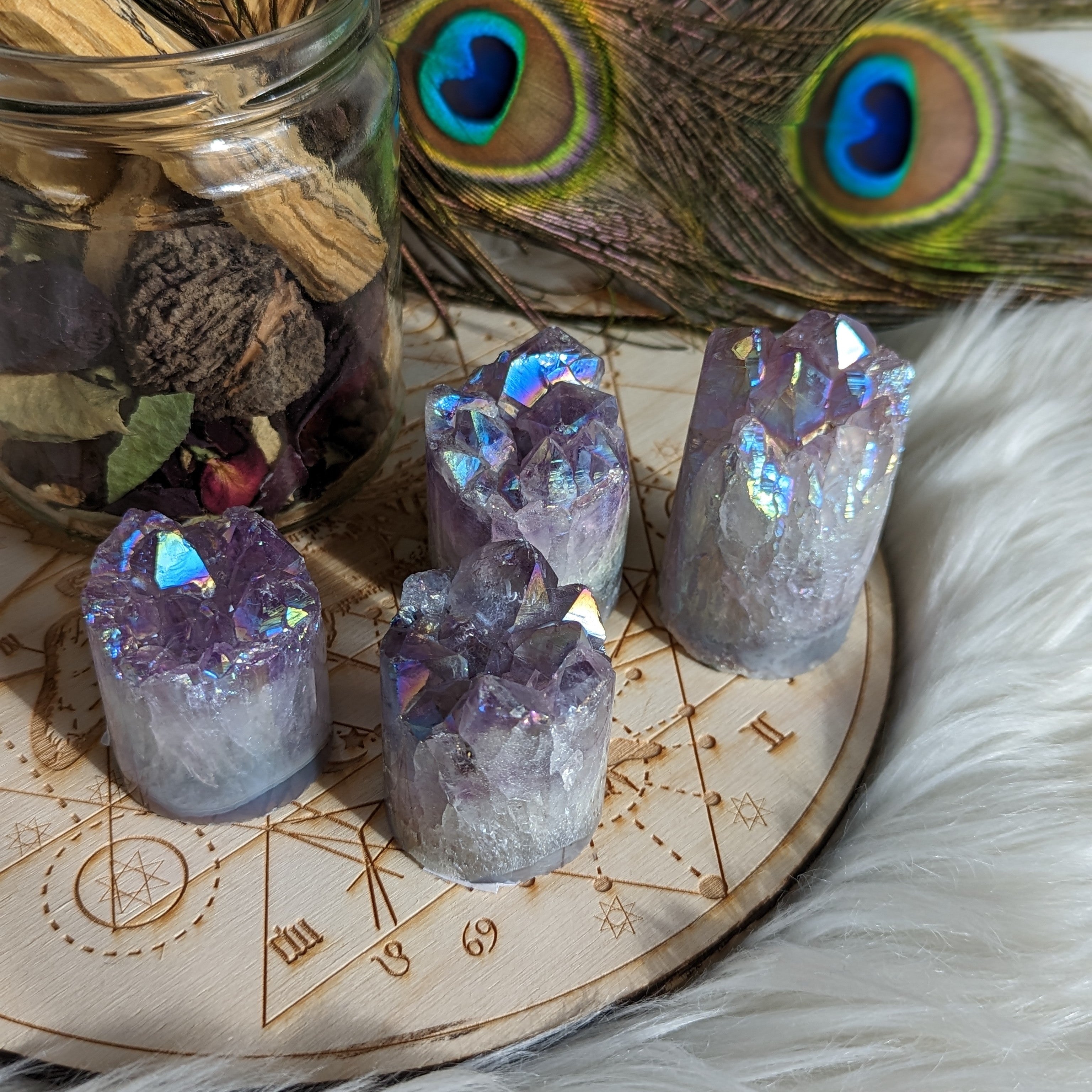 Angel Aura Infused Amethyst Cylinder Geode Carving #4 - Earth Family Crystals
