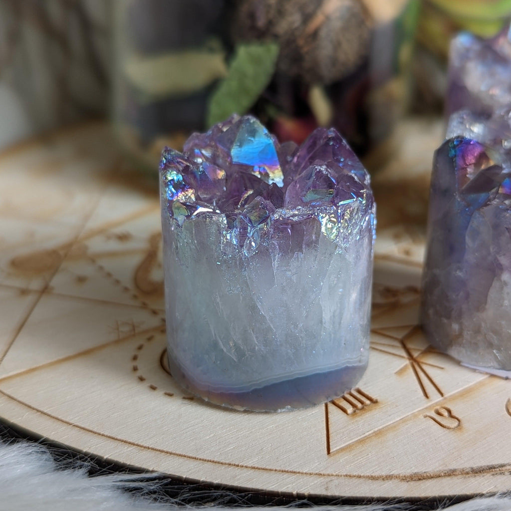 Angel Aura Infused Amethyst Cylinder Geode Carving #1 - Earth Family Crystals
