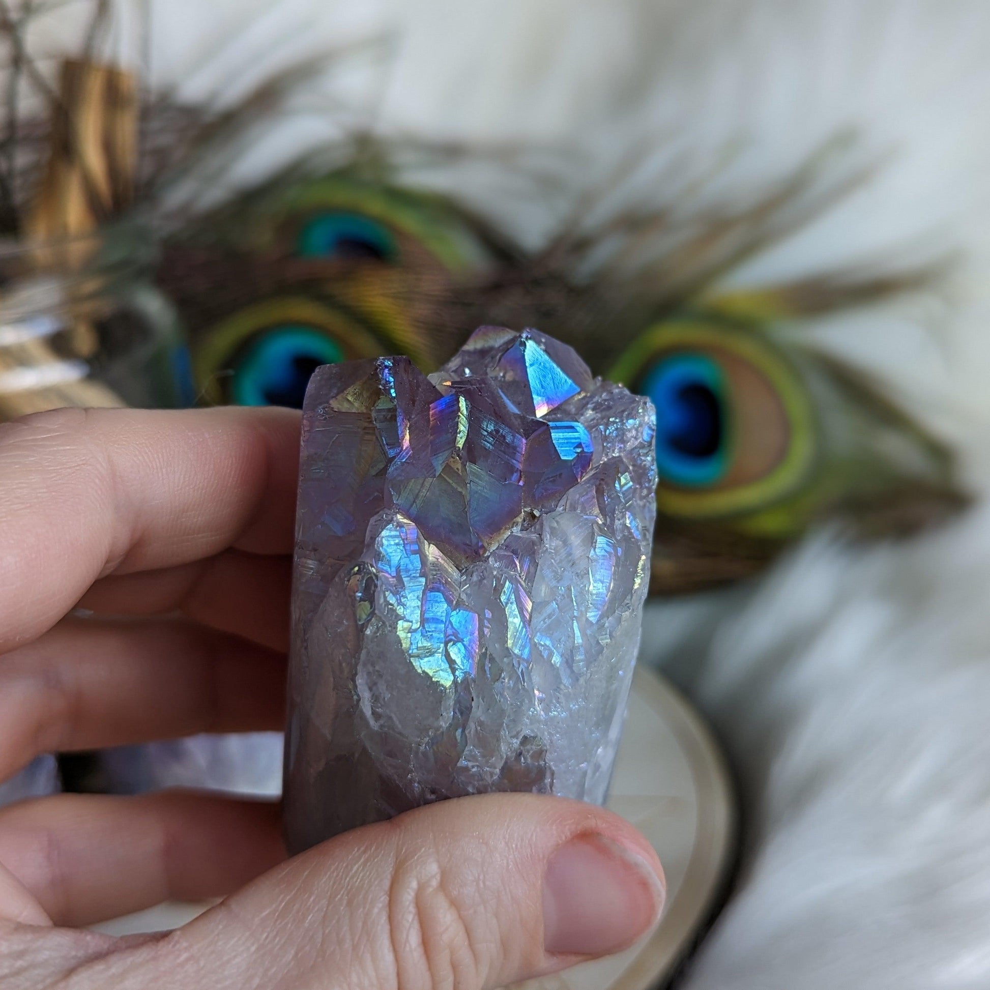 Angel Aura Infused Amethyst Cylinder Geode Carving #4 - Earth Family Crystals