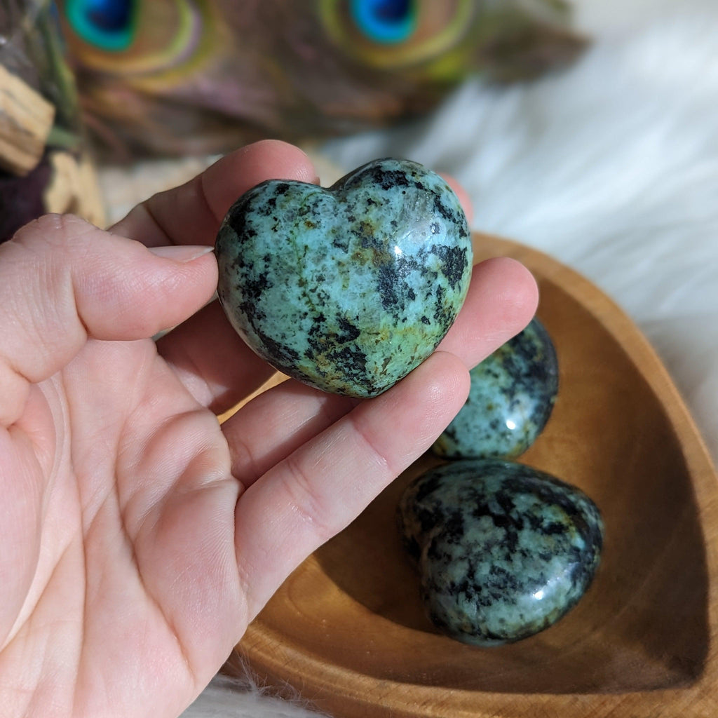 Gorgeous African Turquoise ~ Small & Mighty Puffy Heart Carving - Earth Family Crystals