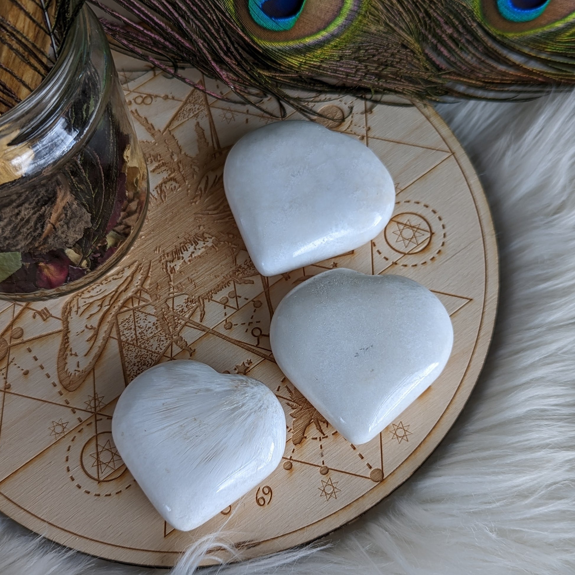 Silky White Scolecite Heart ~ Enhance Loving Connections - Earth Family Crystals