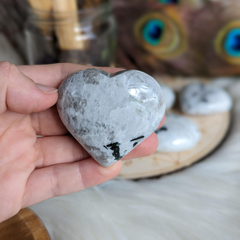 Rainbow Moonstone Heart Carving ~ Lunar Magic, Grandmother Wisdom - Earth Family Crystals