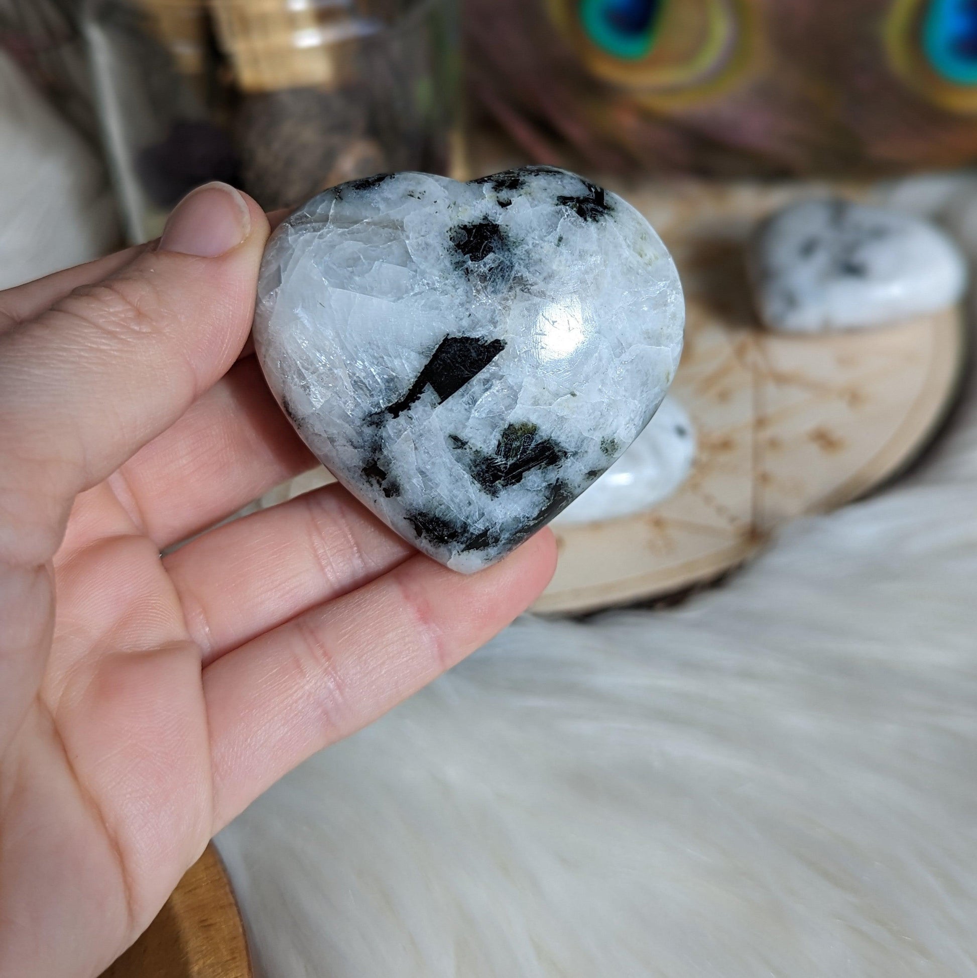 Rainbow Moonstone Heart Carving ~ Lunar Magic, Grandmother Wisdom - Earth Family Crystals