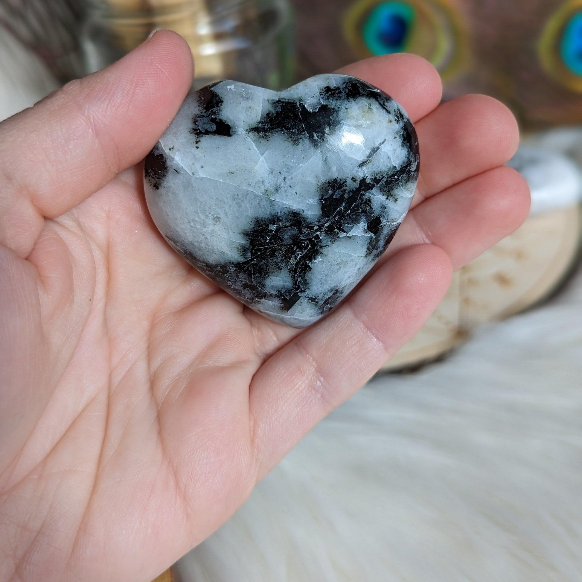 Rainbow Moonstone Heart Carving ~ Lunar Magic, Grandmother Wisdom - Earth Family Crystals