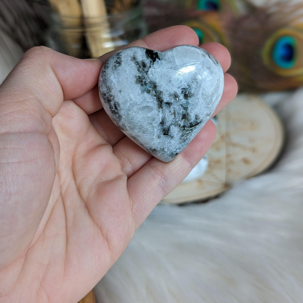 Rainbow Moonstone Heart Carving ~ Lunar Magic, Grandmother Wisdom - Earth Family Crystals