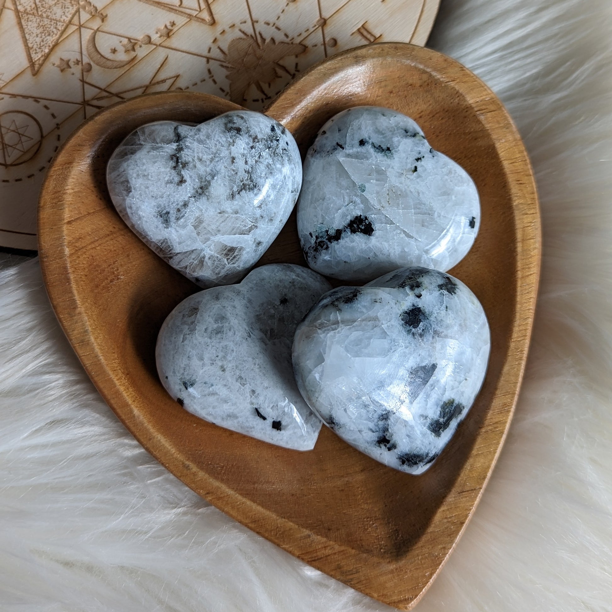 Rainbow Moonstone Heart Carving ~ Lunar Magic, Grandmother Wisdom - Earth Family Crystals