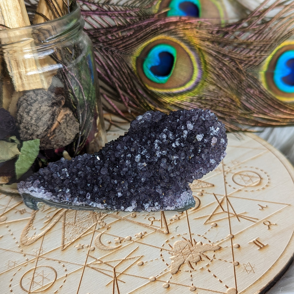 Dark Amethyst Druze Cluster ~ Unique Shape ~ Spiritual Bridge - Earth Family Crystals