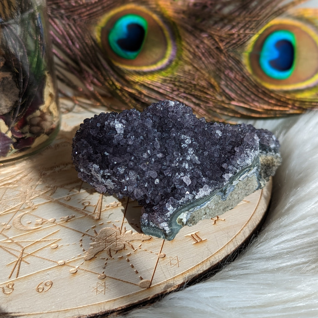 Dark Amethyst Druze Cluster ~ Unique Shape ~ Spiritual Bridge - Earth Family Crystals
