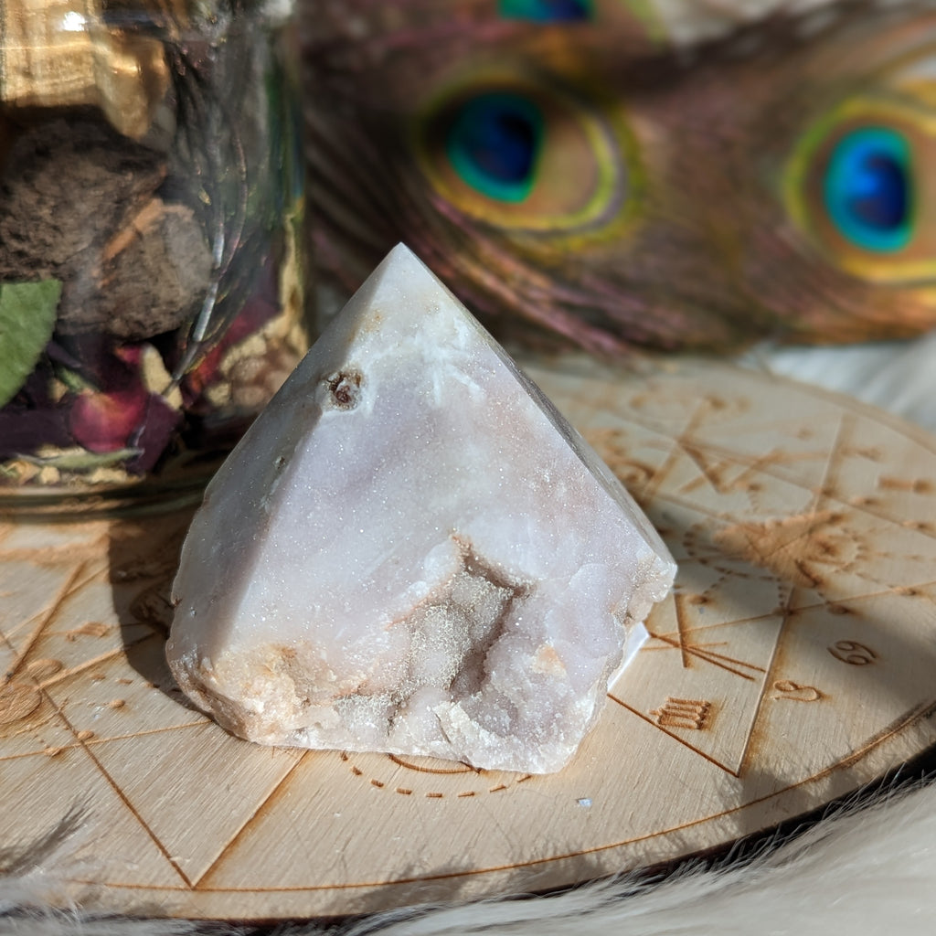 Shimmering Pink Amethyst Point #2 with Druze ~ Grid Focal Point for Healing Energies - Earth Family Crystals