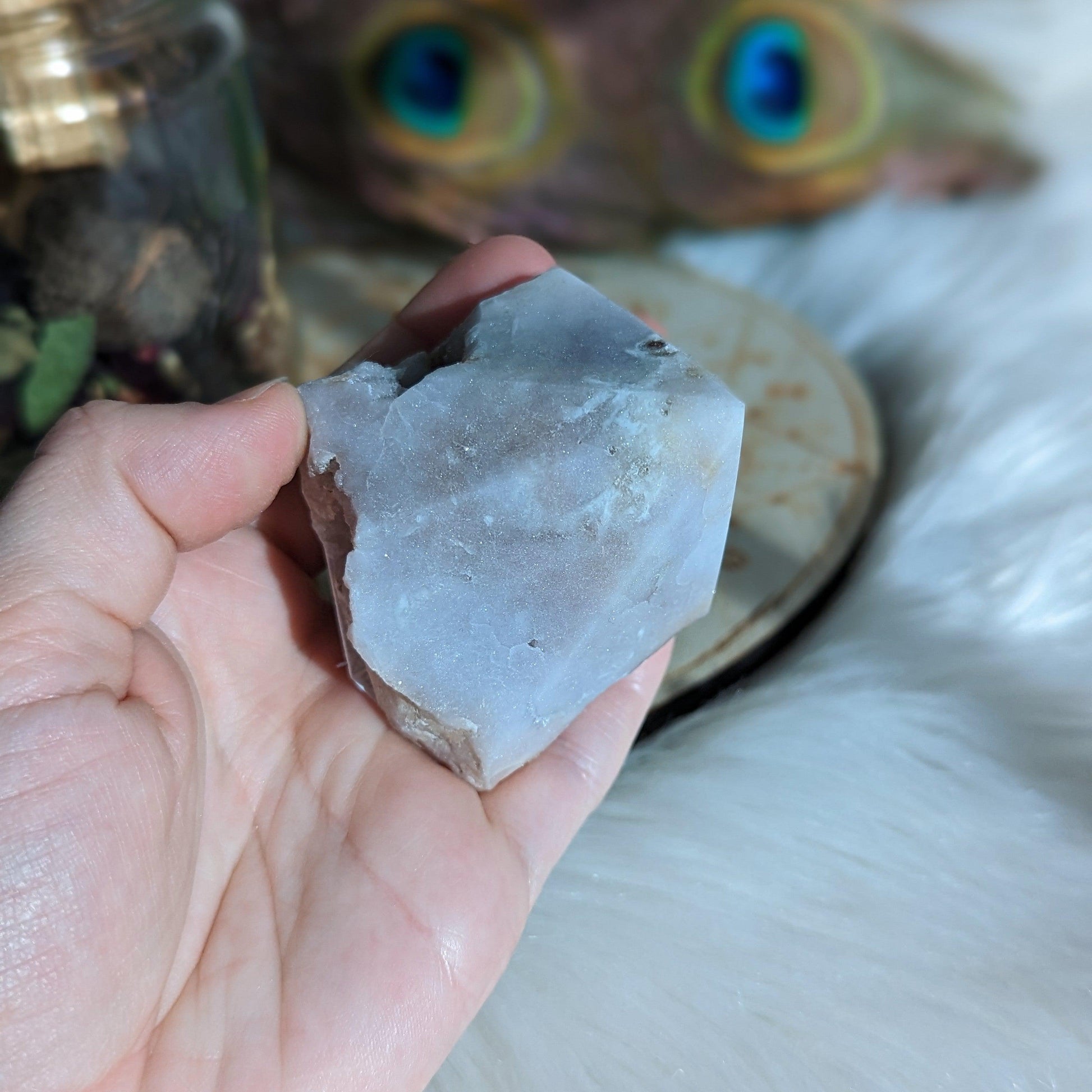 Shimmering Pink Amethyst Point #2 with Druze ~ Grid Focal Point for Healing Energies - Earth Family Crystals