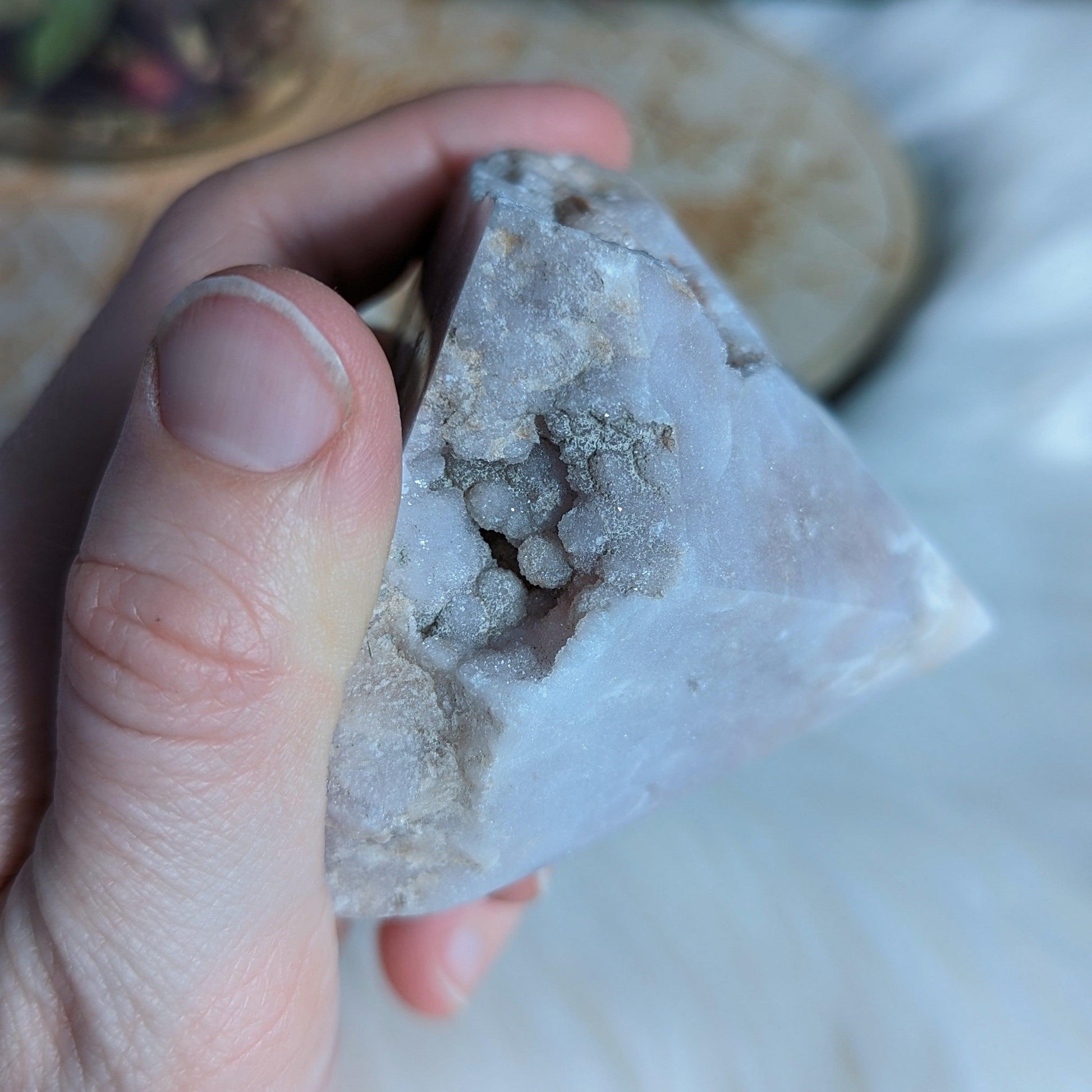 Shimmering Pink Amethyst Point #2 with Druze ~ Grid Focal Point for Healing Energies - Earth Family Crystals