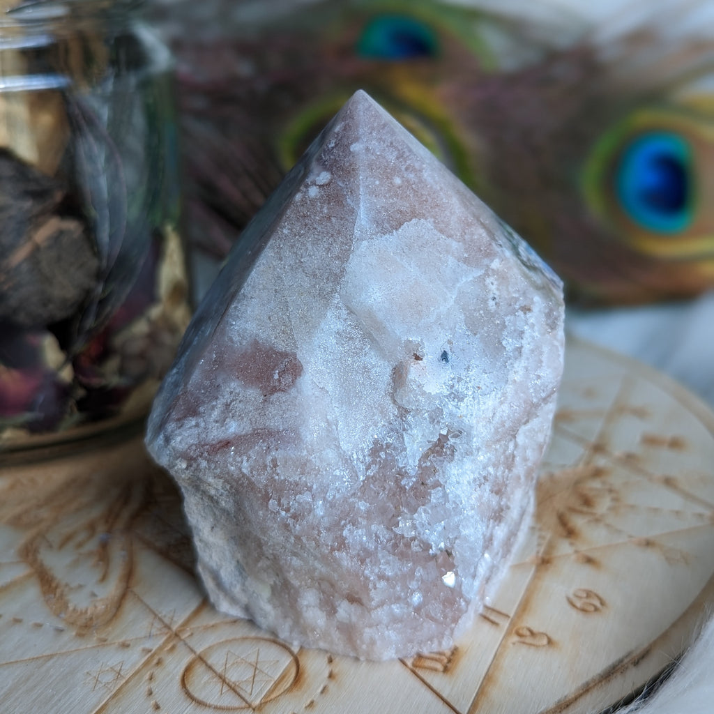Beautiful Pink Amethyst Point #4 with Druze ~ Grid Focal Point for Healing Energies - Earth Family Crystals