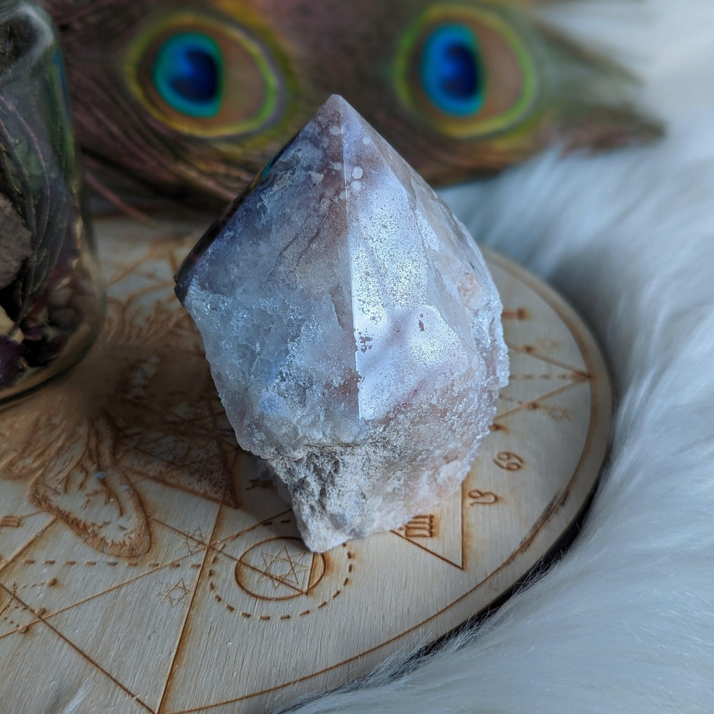 Beautiful Pink Amethyst Point #4 with Druze ~ Grid Focal Point for Healing Energies - Earth Family Crystals
