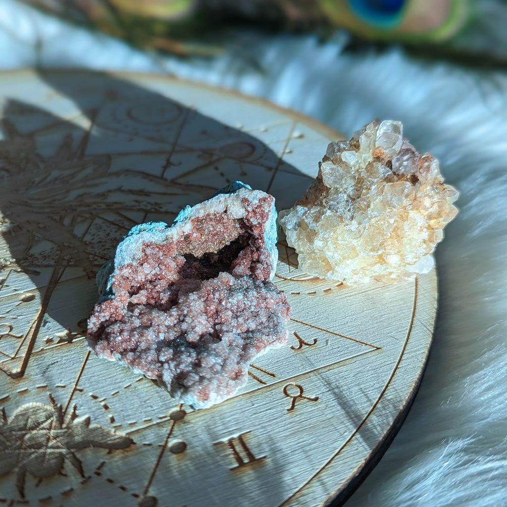 Sparkling Pink Amethyst Druze ~ Set of 2 ~ Set #1 - Earth Family Crystals