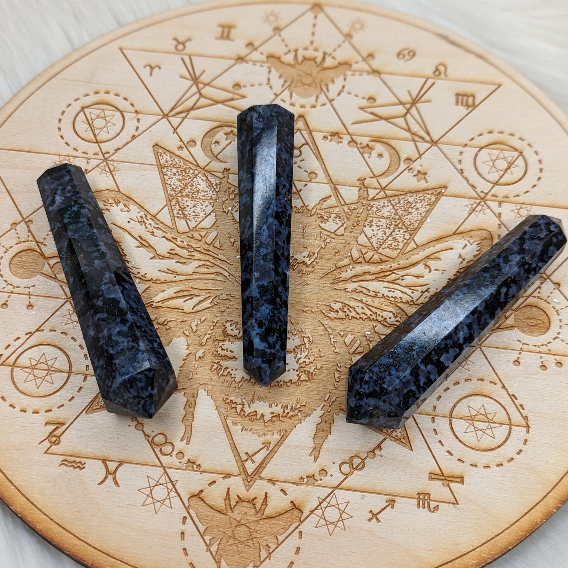 Indigo Gabbro Healing Wand Carving ~ Stone of Alchemy - Earth Family Crystals