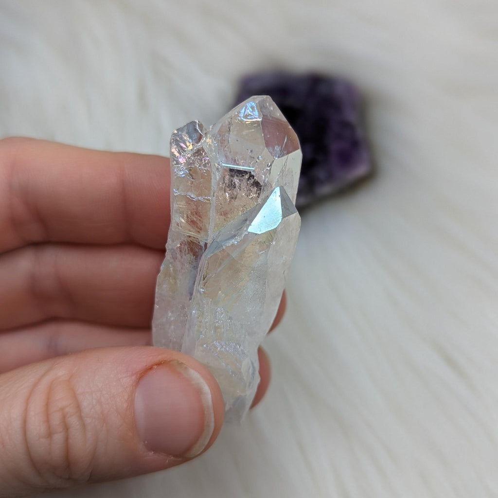 Angelic Amethyst & Clear Aura Quartz Set #2 ~ Ultra Glitzy and Uplifting Rainbow Energy - Earth Family Crystals