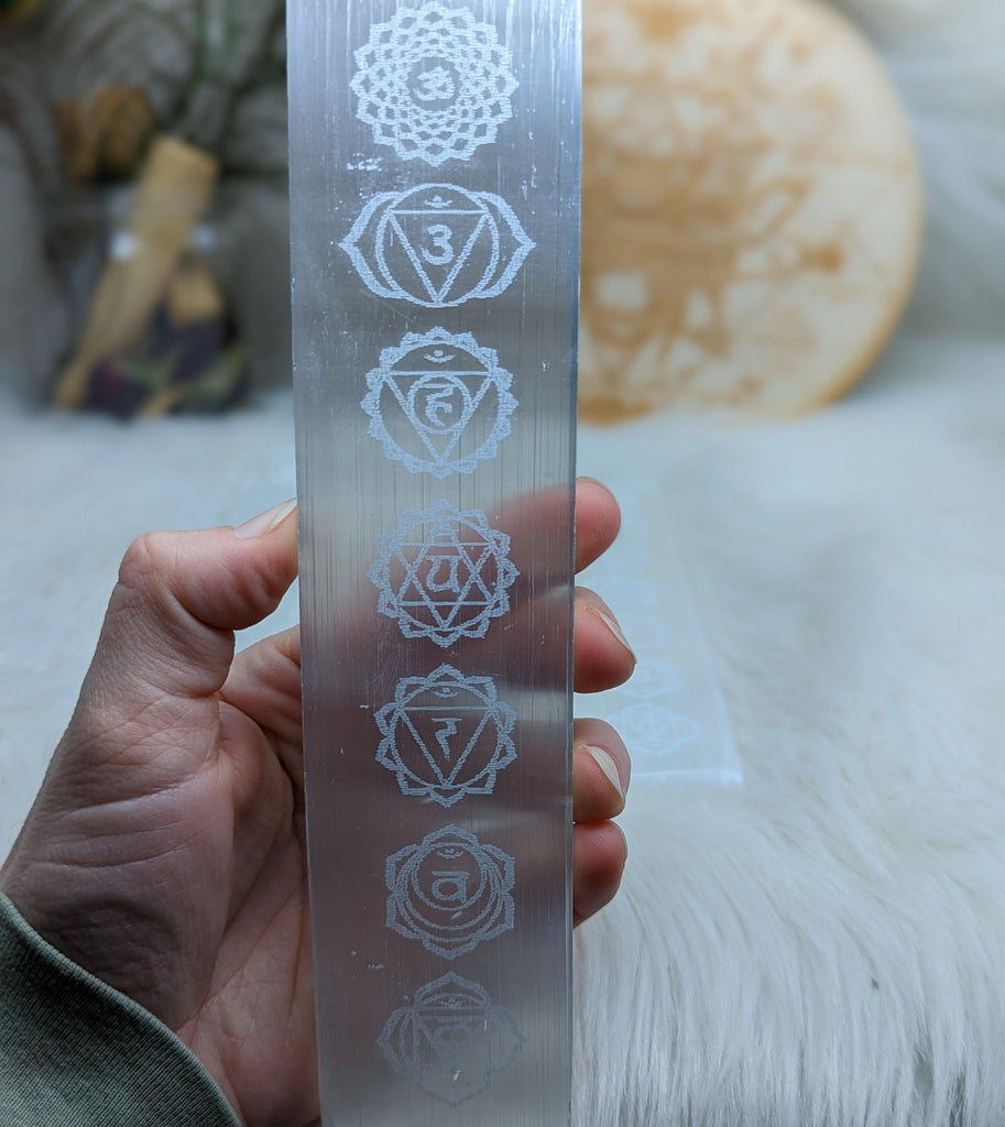 Chakra Balancing~ Selenite Carved Chakra Charging Tray - Earth Family Crystals