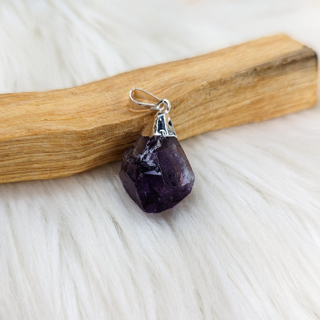 Amethyst Point Sterling Silver Pendant (Includes Silver Chain) - Earth Family Crystals