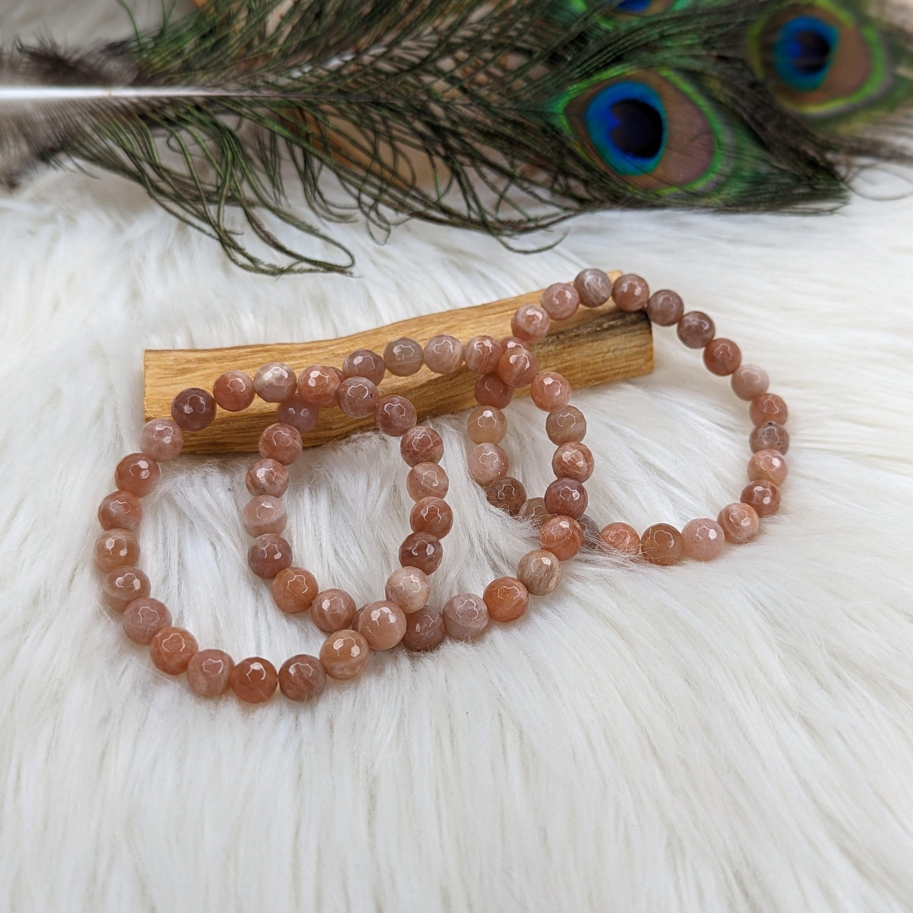 Shimmering Faceted Sunstone Stretch Bracelet ~ - Earth Family Crystals