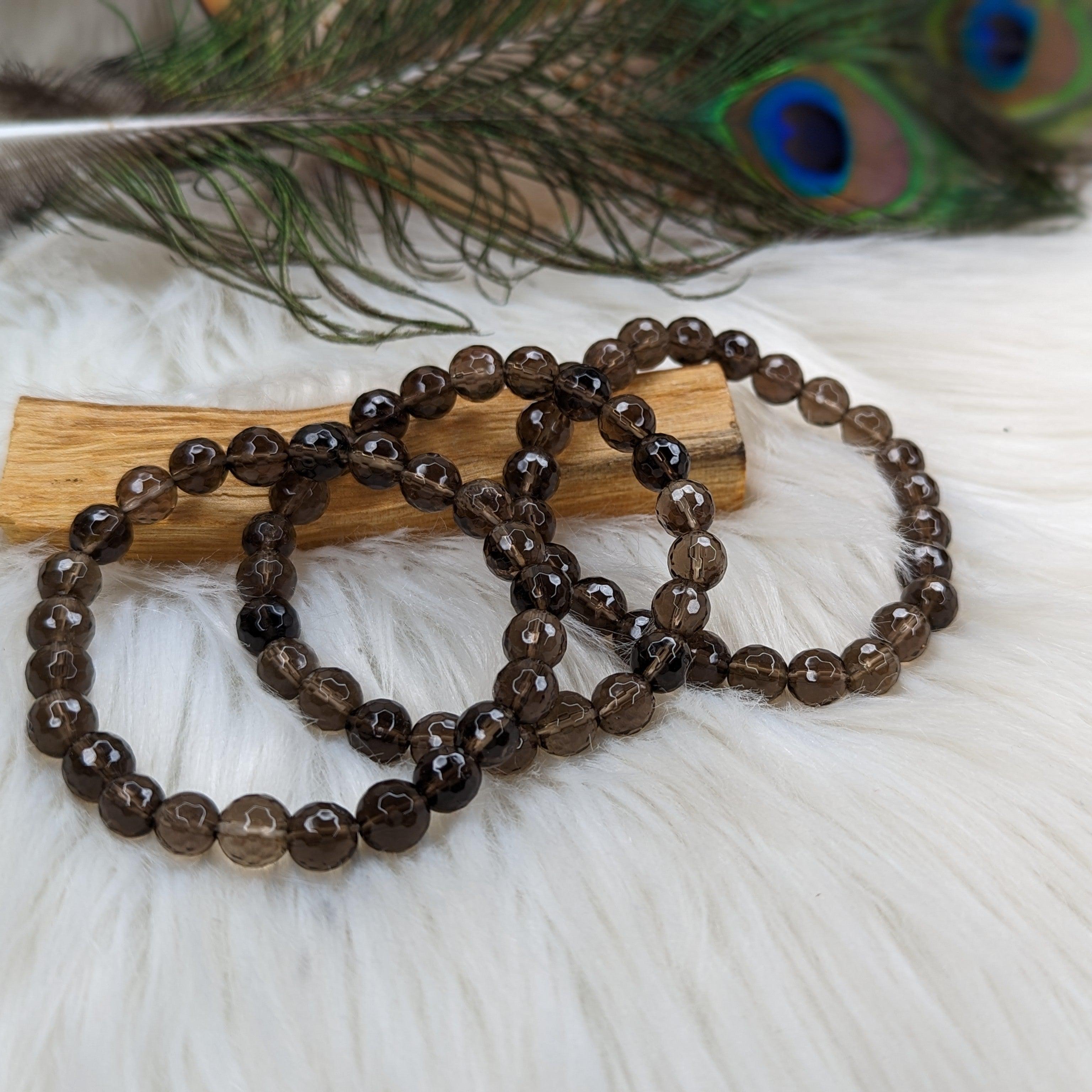 Sparkling Smoky Quartz Faceted Stretch Bracelet ~ - Earth Family Crystals