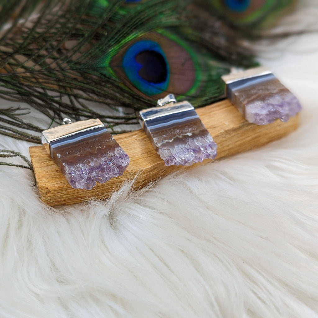 Amethyst Slice with Sterling Silver Pendant (Includes Silver Chain) - Earth Family Crystals